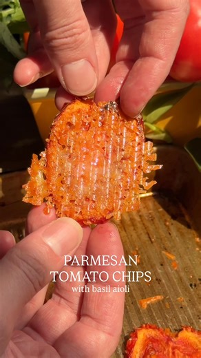 Parmesan Tomato Chips with Basil Aioli | Crowded Kitchen