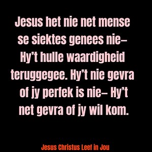 God het nie vir Jesus gestuur om ons te veroordeel nie maar om ons te red. Vandag wil ek jou uitnooi om verder te kyk as godsdiens of tradisie—kyk na die hart van God, geopenbaar in die lewe van Jesus Christus. In net ’n paar jaar van bediening het Hy onteenseglik bewys dat Hy nie gekom het om te veroordeel nie, maar om te red, te genees en te herstel. Hy is liefde in aksie, genade met hande en voete. Kom ons na vyf kenmerke van Jesus se bediening en sien hoe Hy God se onvoorwaardelike liefde be