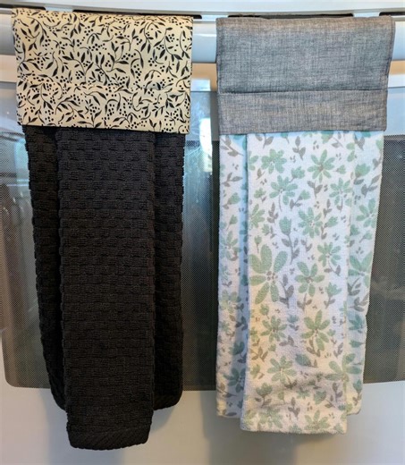 Hanging Kitchen Towel, 3 Choices of Thick and Soft Green Gray Floral or Black Vine Stove Handle Towel, Handmade Oven Towel - Etsy