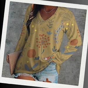 Lightweight Floral V-neck Sweatshirt: Soft Boho Tunic, Plus Size Top - Etsy