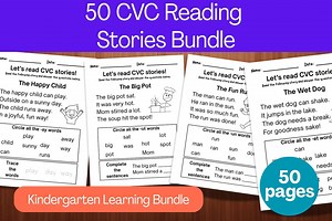 CVC Reading Stories Bundle: Phonics Worksheets, Kindergarten Learning (digital Download) - Etsy