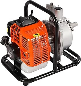 Gas Powered Water Transfer Pump,1.7HP 43CC 2-Stroke 1inch Gas Powered Engine Water Pump,Portable High Pressure Water Pump for Garden Farm Irrigation