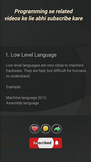 Types Of Programming Languages | Low Level , High Level , Mid Level #shorrs