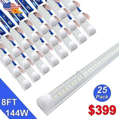 25 Pack 8FT T8 Integrated Led Tube Light Bulbs 144W 6500K 8' Shop Light Fixture | eBay