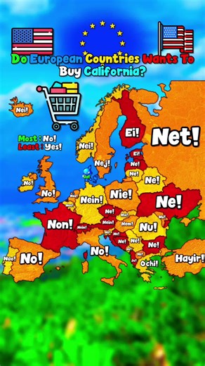 A surprise attack from Denmark on the US 😐 | 🇺🇲 Do European countries wants to buy California? 🇪🇺 | #Map #Mapping #Europe #Europa #Denmark #Usa #California #Buy #Country #Countries |