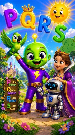 Learn P Q R S with Zippy 👽 | Parrot, Queen, Robot & Sun! #shorts #trending #kidslearning
