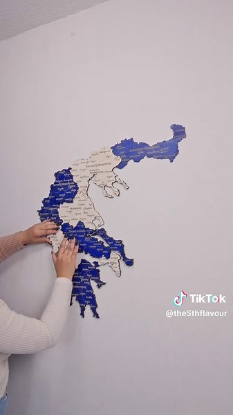 Poseidon is finally here! 😍 the greek map in deep blue and white colors 🇬🇷 A tribute to Greece ❤️ #greece #greekdecor #greektiktok #fyp #woodartwork