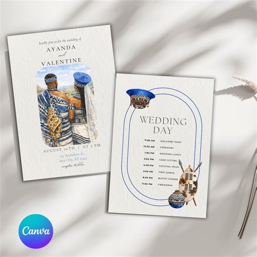 African Wedding Invitation: Traditional Canva Template, Xhosa Wedding - Etsy