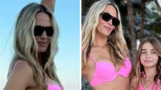 Molly Sims stuns in matching pink bikini with 10yo daughter