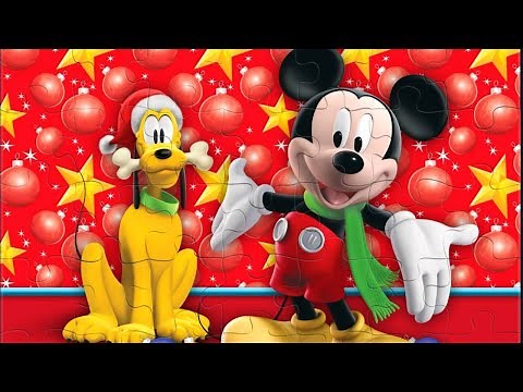 Mickey Mouse and Pluto - solving Magic Jigsaw Puzzles for kids with Disney characters