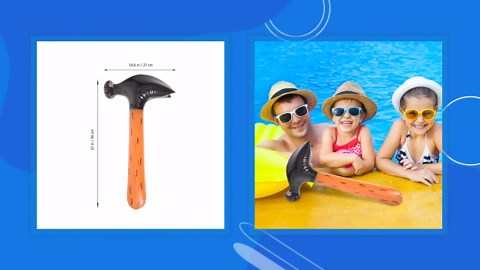 ABOOFAN 8Pcs Inflatable Hammer Toys Blow up Hammer Balloon for Kids for Construction Birthday Party Decorations Costume Accessories Bath Pool Party Decorations