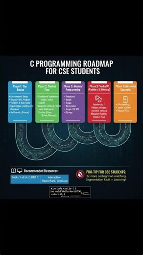 Full Roadmap to learn C Language #viral #shortvideo #trending #coding #tech