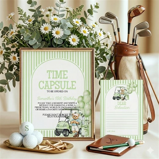 Masters First Birthday Time Capsule Sign, Hole in One Birthday Time Capsule, Golf 1st Birthday Time Capsule Sign