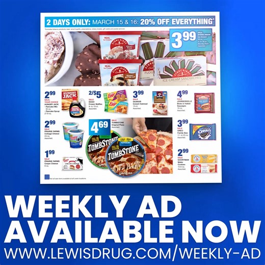 Check Out Our Latest Weekly Ad! Find amazing deals at Lewis and explore our newest offers. Available from March 12th to 18th. Don’t miss out! www.lewisdrug.com/weekly-ad #lewisdrug #lewisweeklyad | Lewis Drug