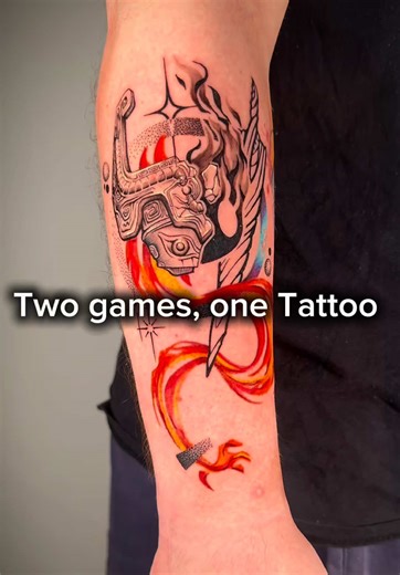 Two games. One tattoo. Midna meets the Shade. Zelda × Hollow Knight — unified into a single design. Which game would you combine next? . #videogametattoo #zeldatok #hollowknight #tattootok #gamertattoo