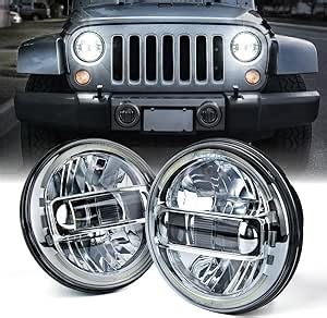 Xprite 7 Inch LED Headlights DOT Approved Compatible with 1997-2018 Jeep Wrangler JK LJ CJ TJ Hummer H1 H2, Halo Ring, DOT Approved, High/Low Beam, Plug & Play, Chrome