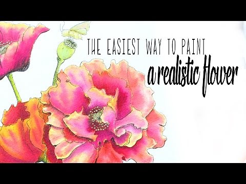The Easiest Way - How to Paint a Watercolor Poppy Flower (see description for the update)