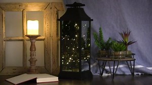 LED Lighted Flickering Lantern - 19" - Warm White Lights - Black