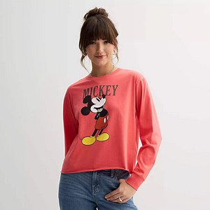 The Walt Disney Company by Mad Engine Mickey Mouse Graphic Prints Long Sleeve T-Shirts (Women's Juniors)