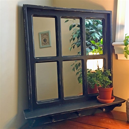 Rustic Faux Window Mirror: Reclaimed Wood Farmhouse Design - Etsy