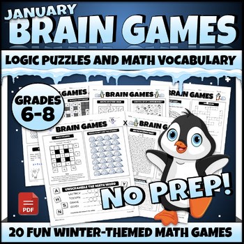 6th/7th/8th Grade Math Winter Worksheets Fun Brain Games Activities Puzzles