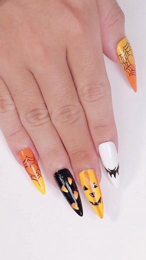 19 reactions | Cutesy Candy Corn 李 Colors used: Sin City 87 High Roller 84 Black Gel Liner Nonwipe Top Coat #PLANails  #PLAPro #PLAGels #CandyCornNails | PLA Nails | Facebook