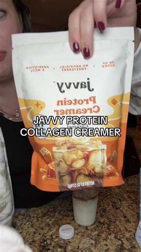 Two new flavors in the protein collagen creamer from @Javvy Coffee - salted caramel and hazelnut! 11 g of collagen protein per scoop. #collagencreamer #javvy #highproteincreamer