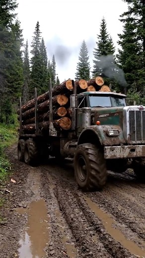 Heavy Haul Logging Truck in Deep Mud 🌲