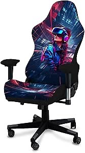 Gaming Chair Covers, 3D Printing Stretchable Soft Non-Slip Easy to Install Gamer Chair Cover with Armrest Cover(No Chair)(D)