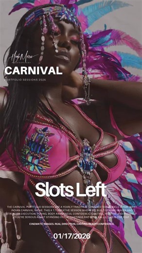 🇨🇦Toronto!!! 🇨🇦Saturday January 17th 2026… Carnival Portfolio Sessions are back! ONLY 5 SLOTS LEFT!!! This is a private 1:1 experience for carnival models who want portfolio-worthy images and on-set development. This is not a “stand there and smile” shoot. It’s a creative session where we build strong images and stronger execution: posing, body awareness, confidence, control, rhythm, and pacing so you can show up to castings ready. Bring your energy. I’ll bring the cinematic lighting. Commen