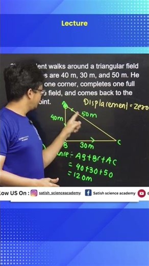Distance and Displacement Numerical #shorts #viralshorts #distanceanddisplacement #motionclass9