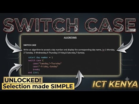 KCSE Selection Control Structure Past Questions (SWITCH CASE.. Statement) | Form 3 Computer Studies