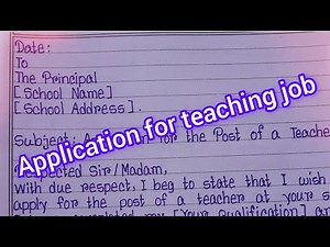 Application for the post of teacher | Application for teaching job|Write application for teacher job