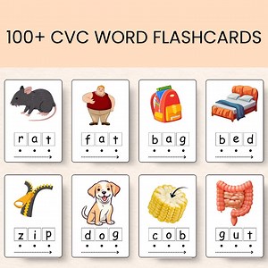 100  CVC Words Printable Flashcards, Phonics Practice Printables for Preschool & Kindergarten, Homeschool Resources, CVC Word Family Lists - Etsy