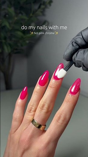 do my nails with me!! hot pink chrome vibes #simplenails #nails #trending #nailinspo #chromenails