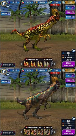 DILOPHOSAURUS GEN 1 VS DILOPHOSAURUS GEN 2 | Jurassic World The Game