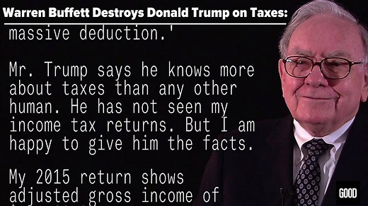 9.6M views · 18K reactions | Wow. Warren Buffett (real billionaire) just destroyed Donald Trump with this statement on his taxes: | GOOD | Facebook