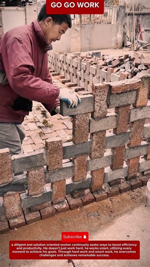 Manual Block Stacking Technique for Ventilated Garden Fence and Stylish Masonry Construction
