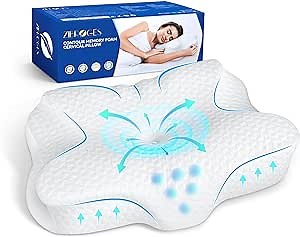 zibroges Cervical Memory Foam Pillow for Neck Shoulder Pain Relief Sleeping Supports Your Head, Ergonomic Contoured Orthopedic Cooling Bed Pillow for Side, Back and Stomach Sleepers