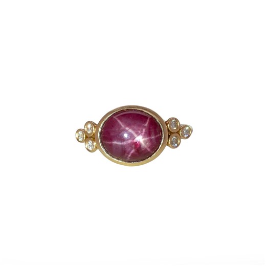 7.1cts East - West Star Ruby Ring With Natural Diamonds Accents: Solid 14k Gold, Oval 11x9mm - Etsy