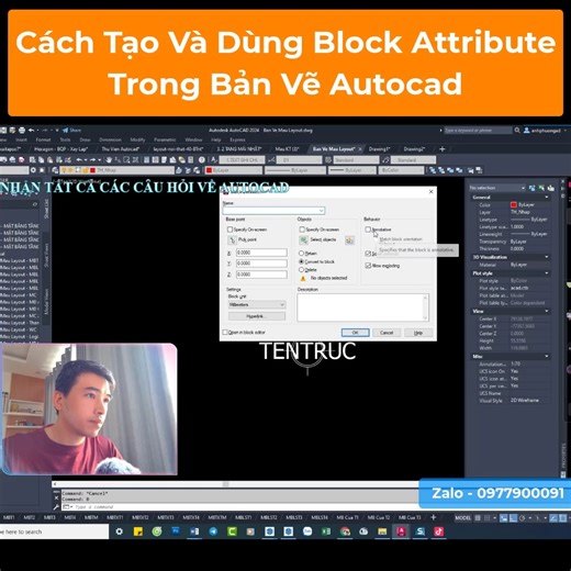 Cách Tạo Và Dùng Block Attribute Trong Bản Vẽ Autocad #AutocadPhuongTk #BaiTapNoiThatPTK #LayoutSketchup | Phuong Tk
