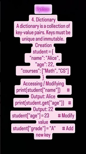 "Python Dictionaries 🐍 | Key-Value Pairs for Structured Data 🔑"