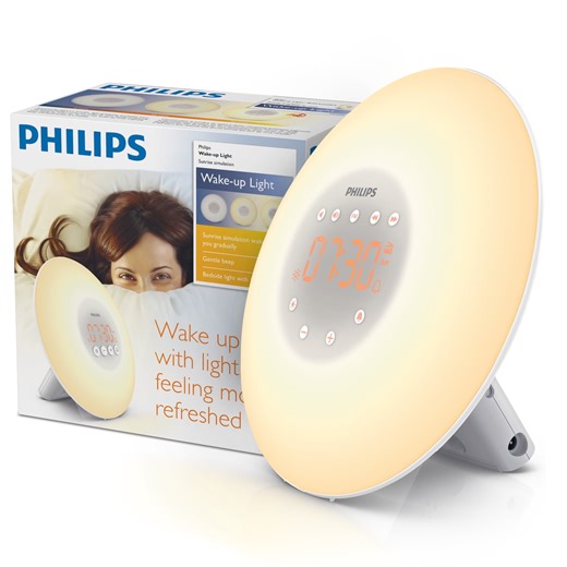 Open Box No Box Philips Wake-Up Light Alarm Clock, Sunrise Simulation Bedside Lamp with Snooze Function, Model HF3500/60