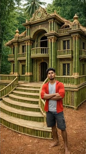 Handcrafted Bamboo Big House | Step-by-Step Building Process#shorts #aishorts #handcraft