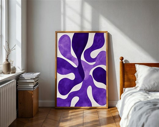 Purple Lines Abstract Wall Art Print, Modern Minimalist Purple Contemporary Home Decor, Scandinavian Style Poster - Etsy