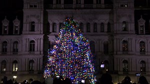 New York State Capitol Christmas tree lit up for the first time