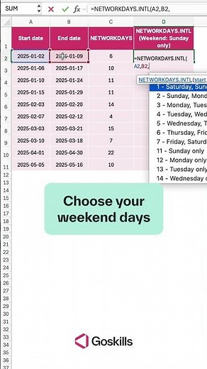 Excel NETWORKDAYS and NETWORKDAYS.INTL