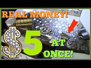 Real Money Win Arcade Coin Pusher $20 Challenge $5 At Once! Arcadejackpotpro