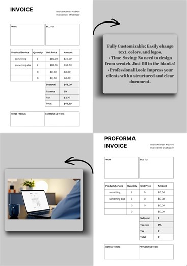 Editable Proforma Invoice Template, Minimalist Small Business Billing PDF (instant Download) - Etsy UK