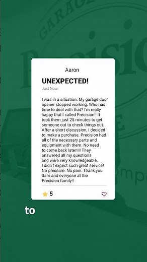 Customer Review Reaction #garagedoorsandmore #fortwayne #garagedoorcompany #garagedooropener